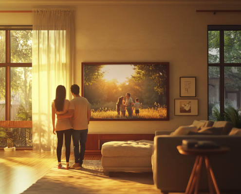 pareja mirando cuadro personalizado hijos