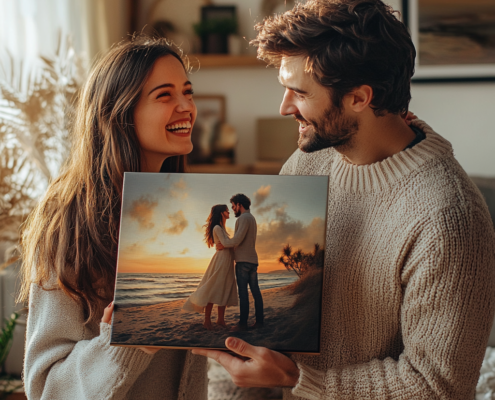 pareja con su cuadro personalizado