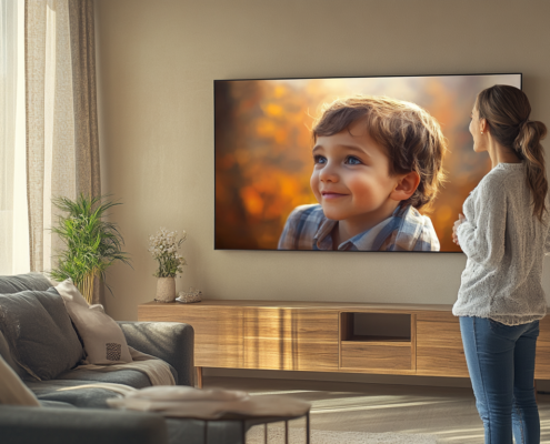 madre mirando cuadro personalizado de su hijo